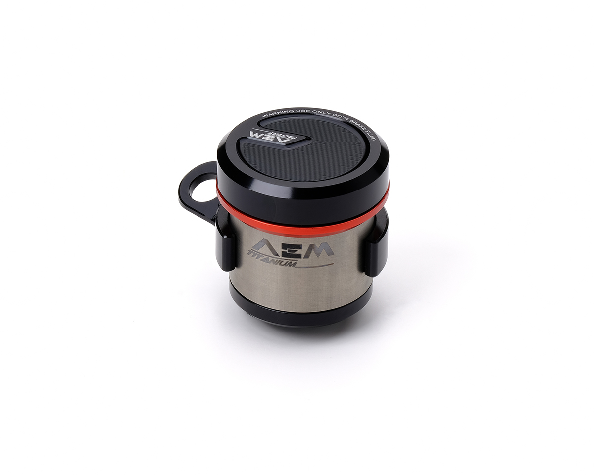 AEM FACTORY - TITANIUM INTEGRATED RESERVOIR FLUID TANKS FOR BREMBO OE MASTER CYLINDERS AEM FACTORY - TITANIUM INTEGRATED RESERVOIR FLUID TANKS FOR BREMBO OE MASTER CYLINDERS